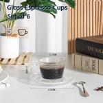 GURUDAR Glass Espresso Shot Cups with Saucers Set of 6, Clear Small Demitasse Cup with Stainless Steel Spoons, Dishwasher Safe Coffee Mugs for Tea Hot Chocolate Cappuccino, 5OZ/150ML, Raindrop