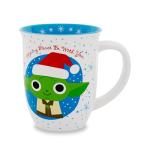 Silver Buffalo STAR WARS Santa Yoda Wide-Rim Ceramic Latte Mug | Large Coffee Cup For Tea, Cocoa, Beverages | Holds 16 Ounces