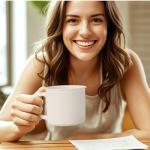 MEBRUDY Ceramic Coffee Mugs Set of 4, 12 oz White Coffee Mug with Handle Microwave and Dishwasher Safe for Coffee, Hot Tea, Juice, Milk