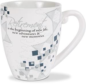 Pavilion - Retirement - Abstract Square Patterned Gray Interior 20 oz Coffee Cup Mug