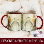 Elegant Egret Pair Mug, 11oz Ceramic Coffee Cup with White Herons in Tranquil Wetland Scene, Nature-Inspired Bird Lover Gift, Serene Wildlife Art Cup