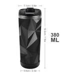 BTCOWZRV Black Geometric Coffee Tumbler for Travel, Vacuum Insulated Tumbler for Outdoor, Stainless Steel Tea Cup with Lid for Office, Multifunctional Water Mug for Fitness