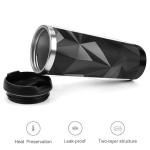 BTCOWZRV Black Geometric Coffee Tumbler for Travel, Vacuum Insulated Tumbler for Outdoor, Stainless Steel Tea Cup with Lid for Office, Multifunctional Water Mug for Fitness