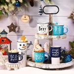 Suttmin Hello Winter Snowman Mini Coffee Mugs Set of 6 Let It Snow Snowflake Mini Cups Tiered Tray Decor for Xmas Winter Holiday Kitchen Coffee Bar Decorations Housewarming Gift