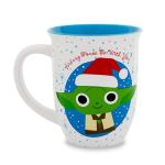 Silver Buffalo STAR WARS Santa Yoda Wide-Rim Ceramic Latte Mug | Large Coffee Cup For Tea, Cocoa, Beverages | Holds 16 Ounces