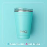 Swig Life 18oz Party Cup, Stackable Insulated Travel Coffee Tumbler with EZ Slider Lid, Cup Holder Friendly Travel, Stainless Steel 18 oz Tumbler, Reusable Coffee Mug (Sweet Pea)