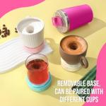 hatisan Self Stirring Coffee Mug With Lid Electric High Speed Self Stirring Mug 400ml Rechargeable Detachable Stainless Steel Self Stirring Cup for Coffee, Milk, Cocoa Christmas Gift(Rose red)