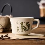 Swuut 12 oz Vintage Ceramic Coffee Mug Set of 4 - Handmade Stoneware Pottery Countryside Farmhouse Fall Autumn Tea Mugs with Big Handle for Latte,Cocoa,Dishwasher & Microwave Safe Cups (Animals)