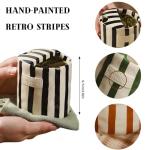 Dexprosy Ceramic Coffee Mug with Retro Striped Design, 10oz Porcelain Double-Enjoy Cup, Hand-Painted, Heat-Resistant, Non-Slip, for Espresso, Milk, Juice, and More (Green)