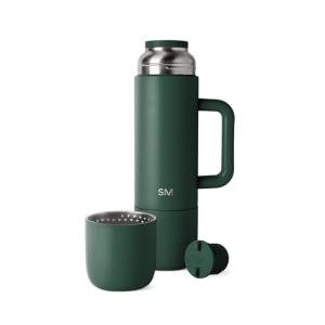 Simple Modern 36oz Insulated Hot Beverage Bottle with 2 Mugs | Travel Coffee Thermos for Hot Drinks | Twist and Pour Top | Commute, Travel, and Picnic Friendly | Roam Collection | Forest