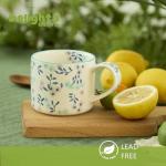 DELIGHTS GALORE Artisanal Handcrafted Ceramic Coffee Mug - 12oz White Ceramic Tea Cup with Intricate Blue Purple Floral Design, Comfort Handle, Dishwasher Safe Traditional Mug for Home & Office Use