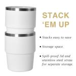 CHLJAR 6 oz Espresso Cup, Ceramic-Lined 18/8 Stainless Steel Coffee Cup With lid for Espresso Machine, Reusable & Stackable Double-Wall Vacuum Insulated Tea Cups, Dishwasher Safe, 4 Pack-4 Colors