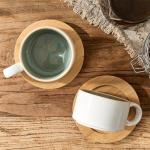 LUKA 6 Ounce Porcelain Stackable Espresso Cups with Saucers and Metal Stand Set of 4, Ceramic Cappuccino Cups Set for Specialty Coffee Drinks, Latte, Cafe Mocha and Tea, White Green Interior