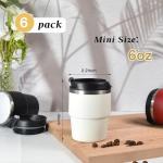 CHLJAR 6 oz Espresso Cup, Ceramic-Lined 18/8 Stainless Steel Coffee Cup With lid for Espresso Machine, Reusable & Stackable Double-Wall Vacuum Insulated Tea Cups, Dishwasher Safe, 4 Pack-4 Colors