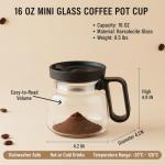 Coffee Pot Mug with Lid,16 Oz Glass Mini Coffee Cup | Spill Proof Heatproof Large Capacity Clear Travel Mug & Novelty Gift for Coffee Lovers & Office Desk (Coffee Pot-1 PCS)