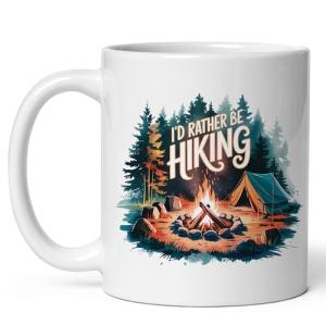 I'd Rather Be Hiking Ceramic Coffee Mug 11oz Mountain Trail Adventure Nature Backpacker - Tea Coffee Mug with Comfortable Grip - Unique Sport Gift Cup for Office Home - Vibrant Long-Lasting ID44991
