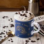 Blue Celestial Coffee Mug, "Your Future is Bright" Inspirational Theme Ceramic Mug, 12 oz New Bone China Mug with Tarot Symbols of Sun, Moon & Stars, Designed in England by Harvest Green Studio