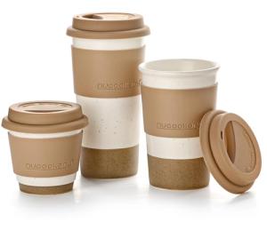 Nucookery Ceramic Travel Coffee Mug Set, Coffee Tumbler with Silicone Lid and Non-Slip Sleeve, Unique To Go Mug, Gifts for Women & Men, Microwave Safe Cappuccino, Tea, Latte, Iced-Coffee Cups, White