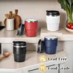 CHLJAR 6 oz Espresso Cup, Ceramic-Lined 18/8 Stainless Steel Coffee Cup With lid for Espresso Machine, Reusable & Stackable Double-Wall Vacuum Insulated Tea Cups, Dishwasher Safe, 4 Pack-4 Colors