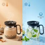 Coffee Pot Mug with Lid,16 Oz Glass Mini Coffee Cup | Spill Proof Heatproof Large Capacity Clear Travel Mug & Novelty Gift for Coffee Lovers & Office Desk (Coffee Pot-1 PCS)