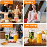 Icesip Reusable Tea Cups, 2Pcs 16oz Glass Mason Cup with Bamboo Lids, Wide Mouth Mason Jars for Iced Coffee, Smoothies, Tea, Juice, Milkshake