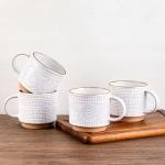 GBhome 12OZ Stackable Coffee Mugs, Ceramic Coffee Mugs with Texture Patterns for Man,Woman,Dad,Mom, Modern Coffee Mugs Set of 4 for Latte/Cappuccino/Cocoa. Dishwasher&Microwave Safe