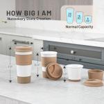 Nucookery Ceramic Travel Coffee Mug Set, Coffee Tumbler with Silicone Lid and Non-Slip Sleeve, Unique To Go Mug, Gifts for Women & Men, Microwave Safe Cappuccino, Tea, Latte, Iced-Coffee Cups, White