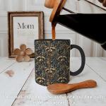 BUJSP William Morris Raccoon Floral Mug,Raccoon Gifts for Women Men，Dark Floral Botanical Animal Coffee Cups Ceramic,Animal Coffee Tea Mug 11oz