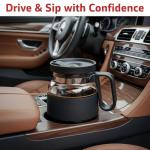 Coffee Pot Mug with Lid,16 Oz Glass Mini Coffee Cup | Spill Proof Heatproof Large Capacity Clear Travel Mug & Novelty Gift for Coffee Lovers & Office Desk (Coffee Pot-1 PCS)