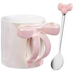 NiHome 12OZ Bow Handle Ceramic Coffee Mug for Home, Office, Travel, Electroplated Finish with Shimmering Starry Glow, High-Temperature Fired for Durability(Pink)