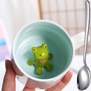 Ponerine Frog Figurine Ceramics Coffeemugs Funny Teacups - 3D Animal Inside Coffee Mug for Boys Girls Women Men, 12oz