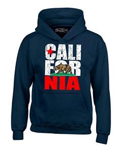 shop4ever California State Flag Bear Hoodie Sweatshirts Medium Navy
