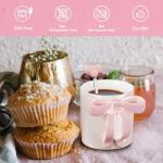 NiHome 12OZ Bow Handle Ceramic Coffee Mug for Home, Office, Travel, Electroplated Finish with Shimmering Starry Glow, High-Temperature Fired for Durability(Pink)