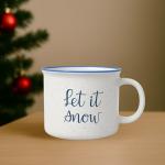 Let It Snow Coffee Mug, Christmas Coffee Cup, Large Holiday Winter Cup for Coffee, Speckled Winter Holiday, Campfire Mug, Tea & Hot Chocolate, Stocking Stuffer Gifts for Women