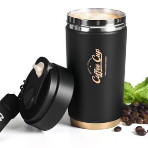 FrutPunch Insulated Travel Coffee Thermo, 316 Stainless Steel Coffee Tumbler with Lid, Double Wall Vacuum Insulated Travel Coffee Mug, Keeps Drinks Hot or Cold, Lightweight and Portable,15OZ
