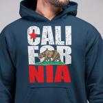 shop4ever California State Flag Bear Hoodie Sweatshirts Medium Navy