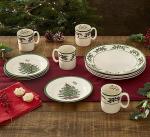Spode Christmas Tree Collection Holly Mugs, Set of 4-9 Oz. Fine Earthenware Cups with Festive Holly Accents - Seasonal Drinkware for Holiday Beverages - Dishwasher, Microwave & Freezer Safe