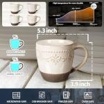 Artena Ceramic Coffee Mugs Set of 4, 16oz Embossed Large Latte Mugs Coffee Cups with Handle for Tea, Latte, Cappuccino & Cocoa, Milk Dishwasher & Microwave Safe, White (Multiple Patterns)