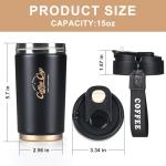 FrutPunch Insulated Travel Coffee Thermo, 316 Stainless Steel Coffee Tumbler with Lid, Double Wall Vacuum Insulated Travel Coffee Mug, Keeps Drinks Hot or Cold, Lightweight and Portable,15OZ