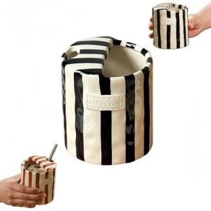 LQKQYHCTA 10 Oz Retro Half Lid Striped Ceramic Coffee Mug, Heat-Resistant Non-Slip, Hand-Painted Striped for Home Kitchen Dining, Valentine’s Day & Holiday Gift for Coffee Lovers (Black)