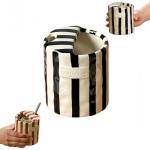 LQKQYHCTA 10 Oz Retro Half Lid Striped Ceramic Coffee Mug, Heat-Resistant Non-Slip, Hand-Painted Striped for Home Kitchen Dining, Valentine’s Day & Holiday Gift for Coffee Lovers (Black)