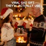 UFORU 16 Oz Novelty Coffee Pot Mug - Funny Glass Carafe with Handle & Spill-Proof Lid, Unique Coffee Pot Shaped Drink Cup for Valentine’s Day, Dads, Office & Travel, Includes 2 Hilarious Cork Coasters