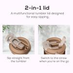 ADOTEM Insulated 16oz Stainless Steel Tumbler Mug Leakproof Double Walled Vacuum Thermal Coffee Cup with 2-in-1 Straw & Lid, Cupholder-Friendly Travel Mug for Hot & Cold Drinks (Brown)