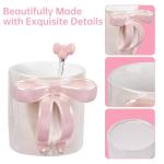 NiHome 12OZ Bow Handle Ceramic Coffee Mug for Home, Office, Travel, Electroplated Finish with Shimmering Starry Glow, High-Temperature Fired for Durability(Pink)