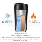 FrutPunch Insulated Travel Coffee Thermo, 316 Stainless Steel Coffee Tumbler with Lid, Double Wall Vacuum Insulated Travel Coffee Mug, Keeps Drinks Hot or Cold, Lightweight and Portable,15OZ