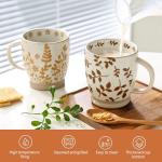 GALUCKSY Ceramic Coffee Mug with Colorful Pattern, 18OZ Stoneware Coffee Mug with Large Handle, Tea Cup for Cappuccino, Cocoa, Latte, Tea, Microwave, Oven and Dishwasher Safe, Orange flower