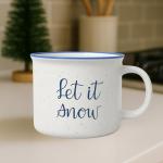 Let It Snow Coffee Mug, Christmas Coffee Cup, Large Holiday Winter Cup for Coffee, Speckled Winter Holiday, Campfire Mug, Tea & Hot Chocolate, Stocking Stuffer Gifts for Women