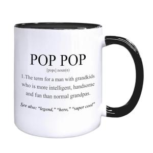 Foyoulame Pop Pop Coffee Mugs, Grandpa Coffee Teacup, Fathers Day Christmas Birthday Gifts for Pops PopPop, Grandpa Gifts from Grandkids Grandchildren, Pop Pop Definition Ceramic CoffeeMug 11oz
