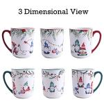 Bico Christmas Gnome Ceramic Mug Set of 4, Christmas Coffee Mugs, 16oz Holiday Cups for Tea, Cocoa, or Hot Drinks, Microwave & Dishwasher Safe