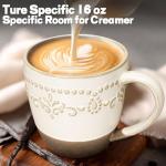 Artena Ceramic Coffee Mugs Set of 4, 16oz Embossed Large Latte Mugs Coffee Cups with Handle for Tea, Latte, Cappuccino & Cocoa, Milk Dishwasher & Microwave Safe, White (Multiple Patterns)